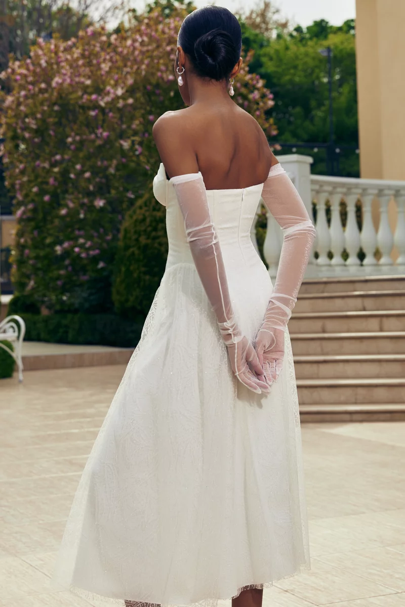 Платье миди с пышной юбкой и корсетом - фото 2