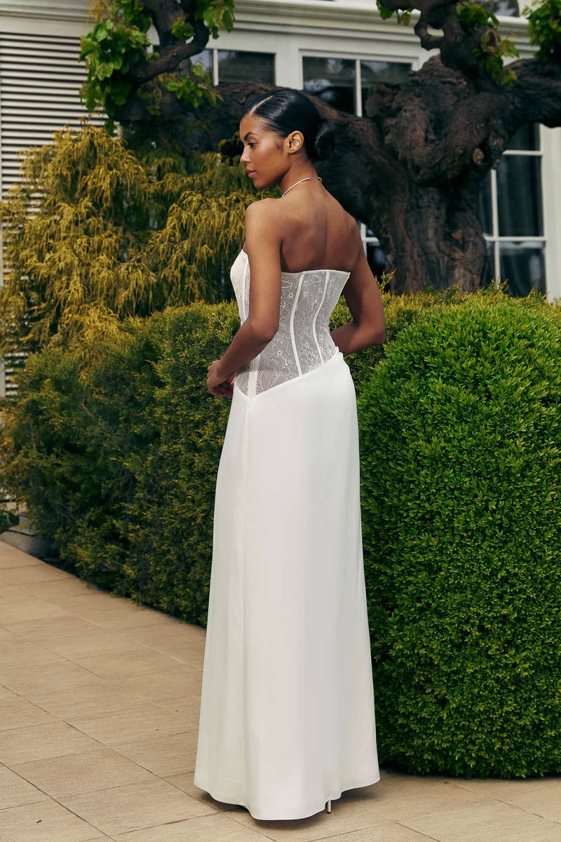 Платье Gepur в длине макси с прозрачным кружевным корсетным лифом - фото 1