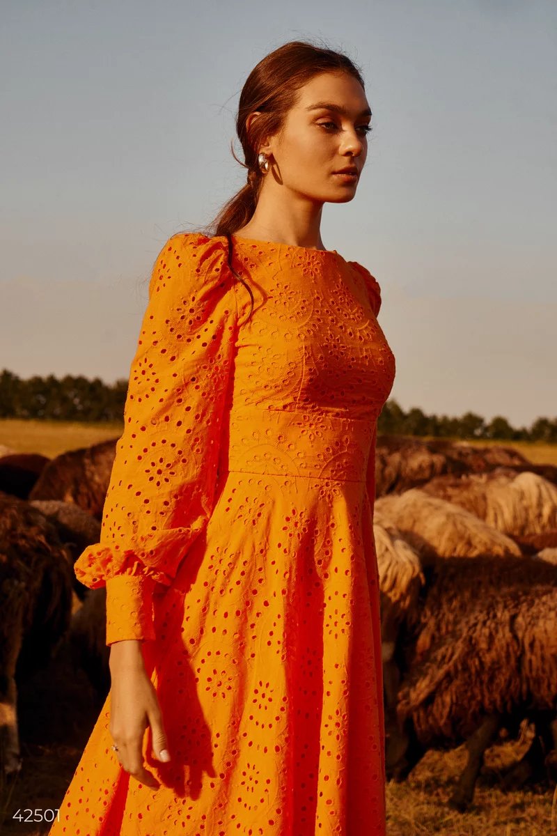 Яркое оранжевое платье Gepur