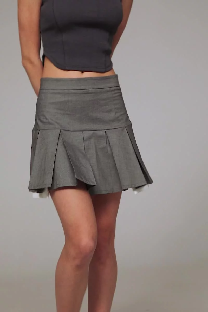 Gray pleated skirt (№ 44348) ♡ Gepur - women clothes store