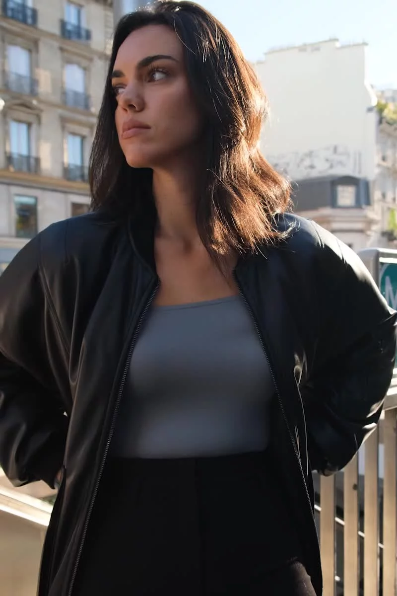 Leather oversize bomber (№ 44753) ♡ Gepur - women clothes store