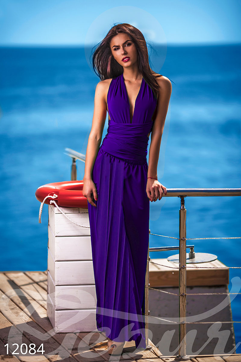 Фиолетовое длинное платье трансформер фотографія 1