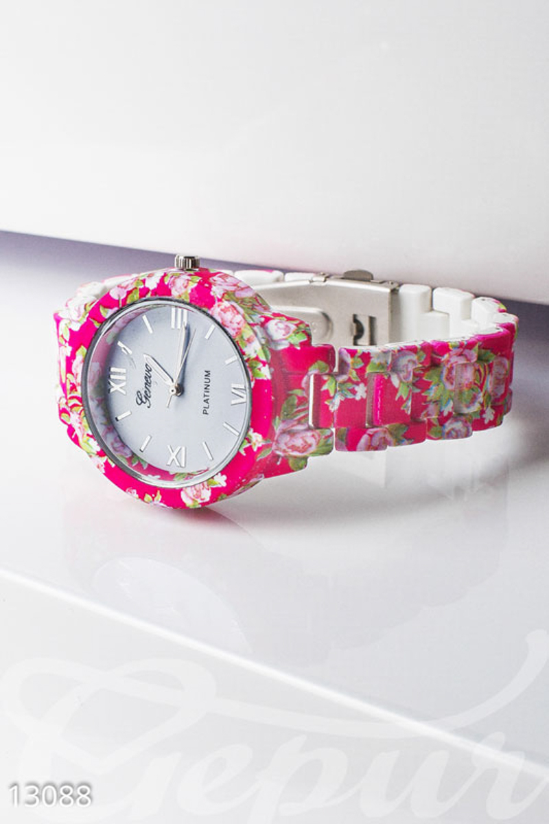 Цветочные романтичные часы на подвижном ремешке фотографія 1