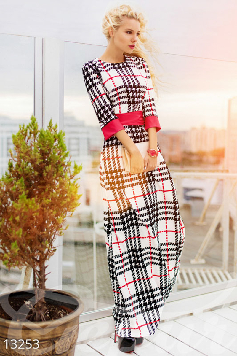 Платье в пол с рукавами и кантом (№ 13253) ♡ Gepur - women clothes store