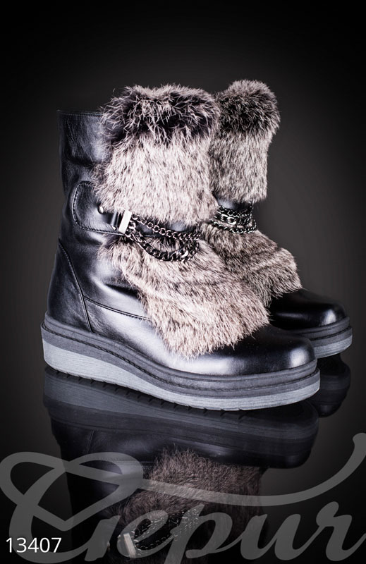Зимние кожаные сапоги с натуральным мехом (№ 13407) ♡ Gepur - women ...