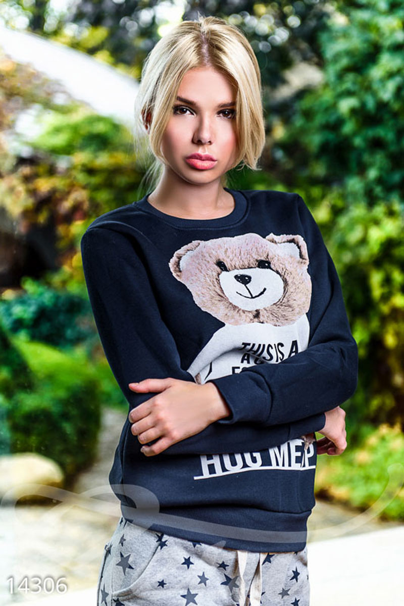 Модный теплый свитшот с накатом "Мишка" photo 1