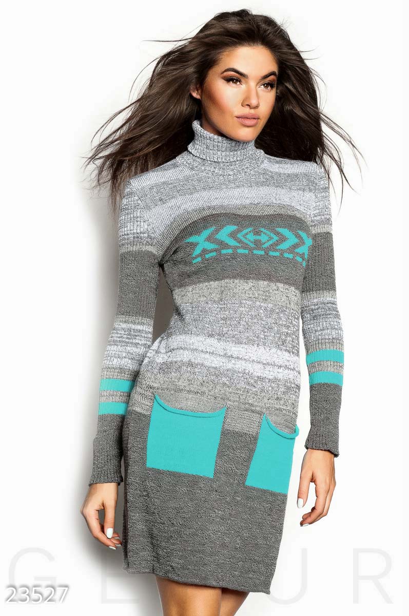 Теплое платье-свитер фотографія 1