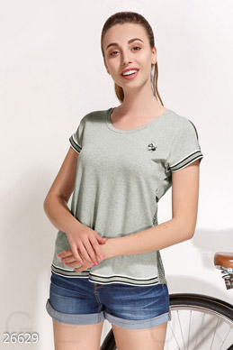 Комбинированная летняя футболка (№ 26629) ♡ Gepur - women clothes store