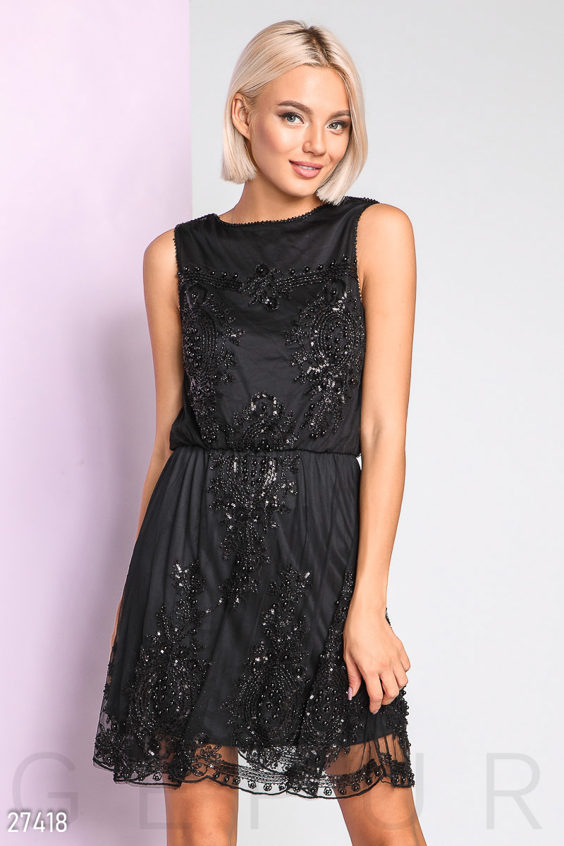 Вечернее платье с пайетками Черный 27418