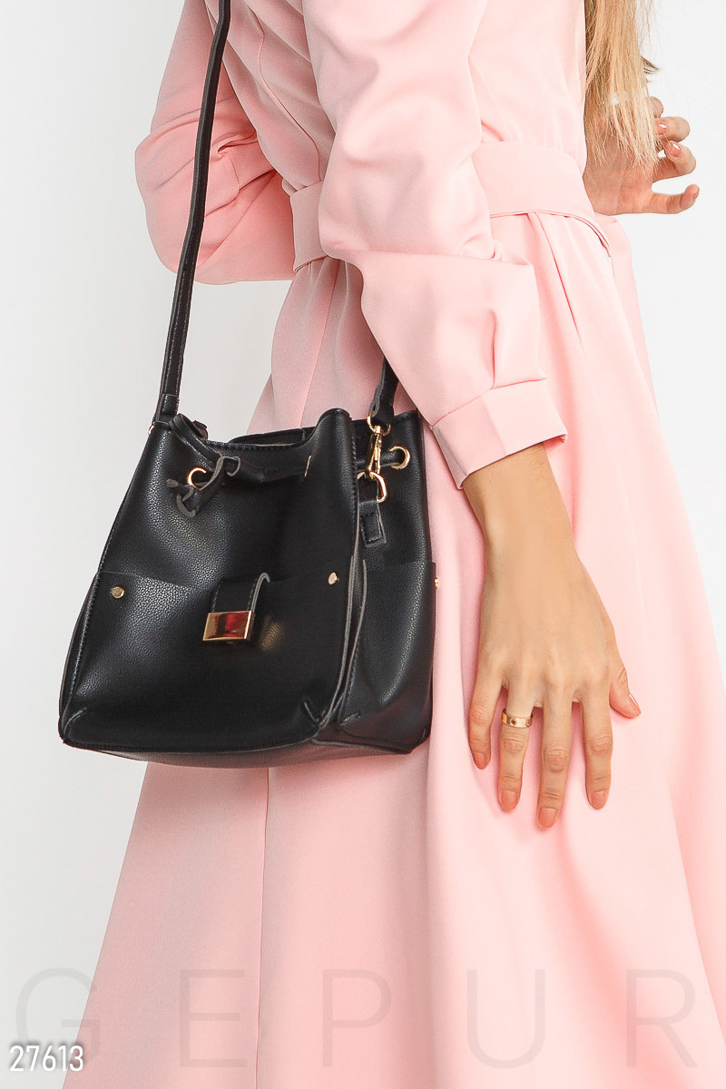 Leather bag, pouch Black 27613
