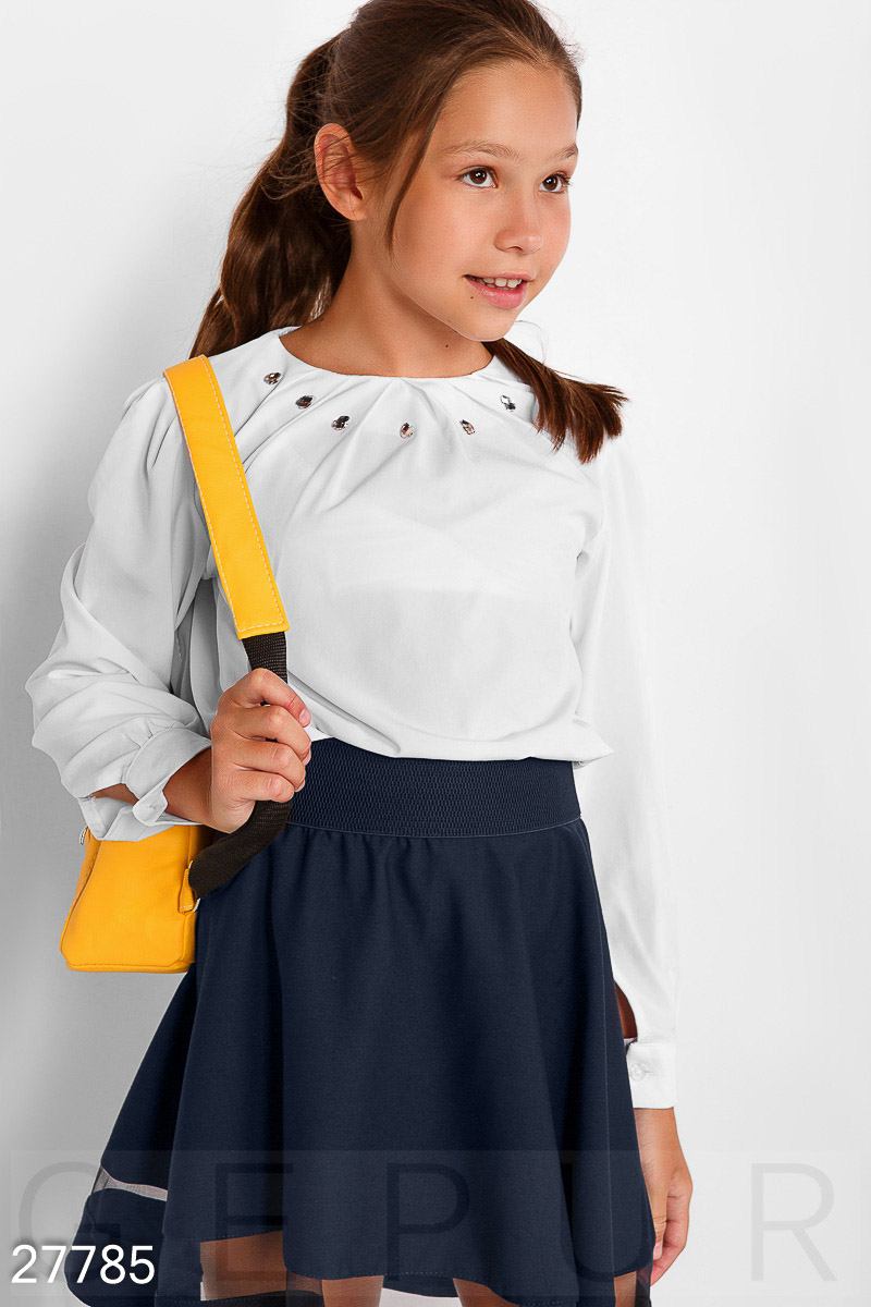 Декорированная школьная блуза Белый 27785