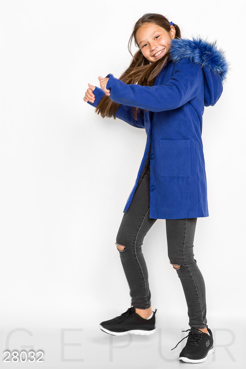 Утепленное кашемировое пальто Синий 28032