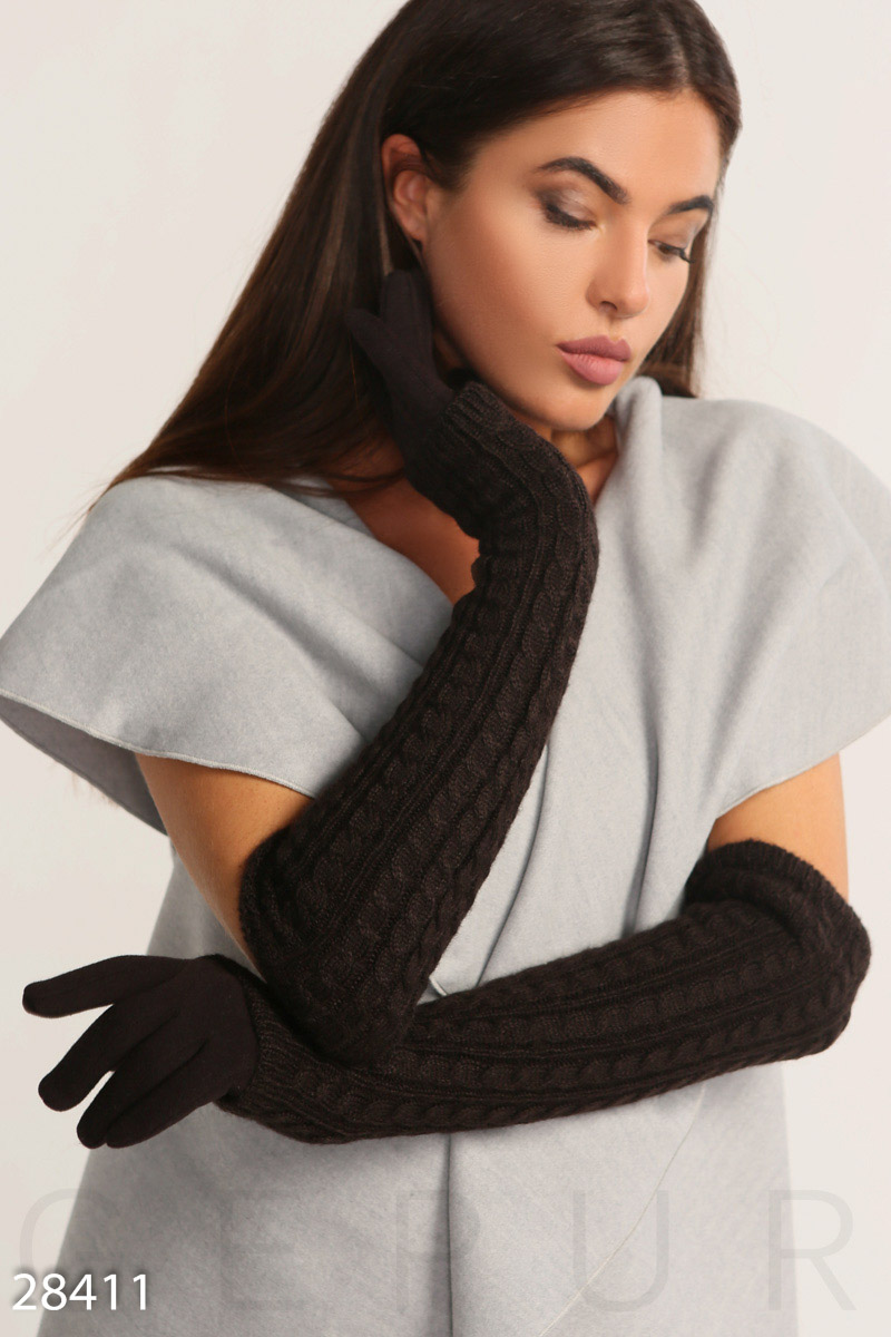 Теплые женские перчатки Коричневый 28411