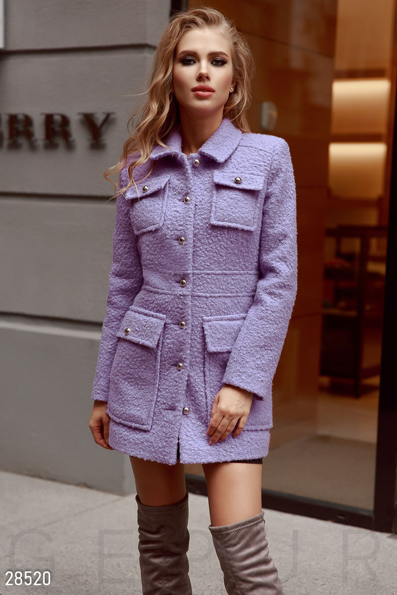 Фактурное пальто Gepur Фиолетовый 28520