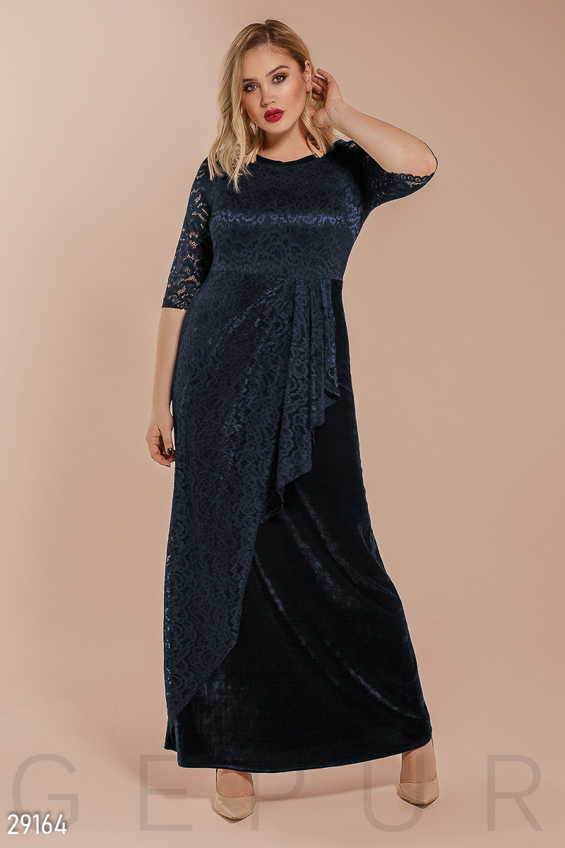 Платье с драпировкой Синий 29164