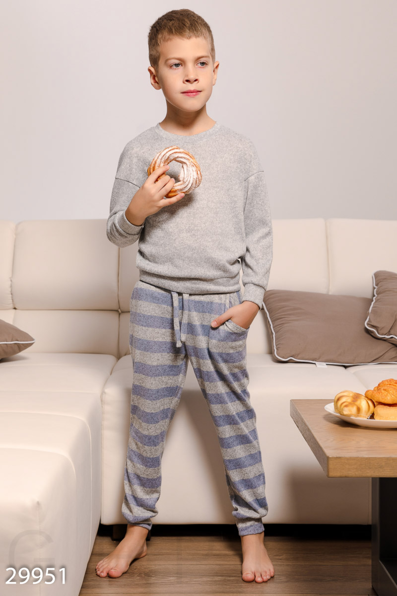 Knit pajamas for boys Grey 29951
