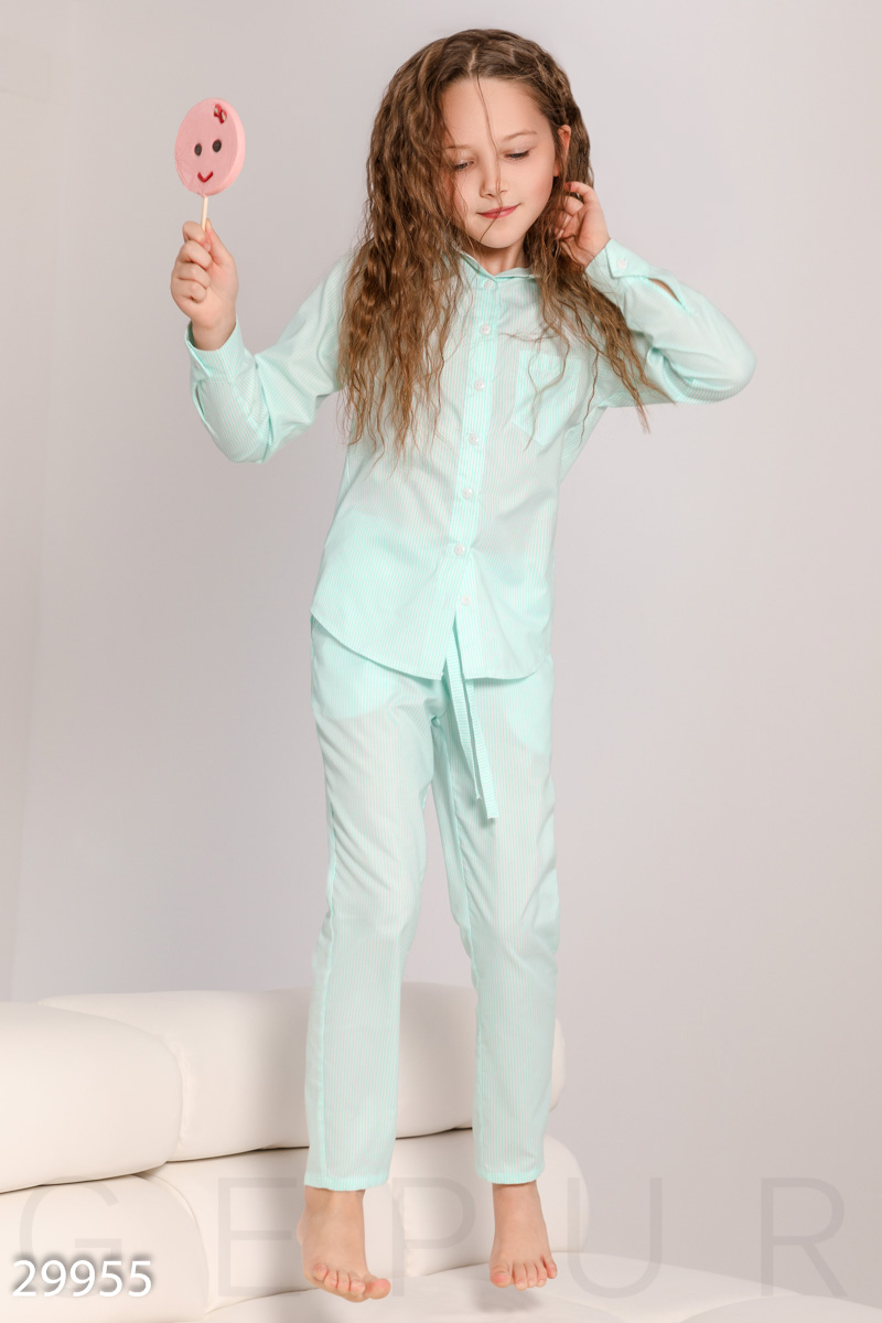 Мягкая детская пижама Зеленый 29955