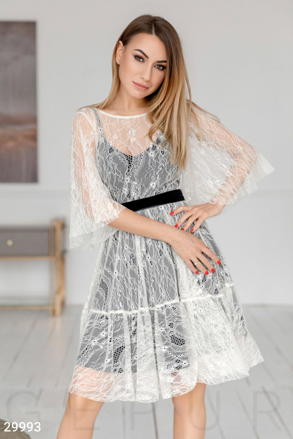 Платье Сетка Кружево Для Полных