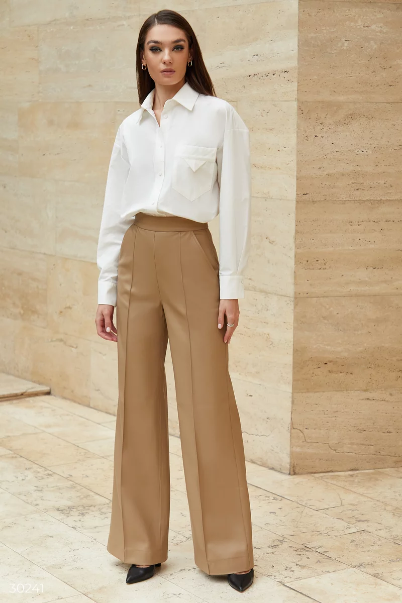 Leather palazzo trousers photo 1