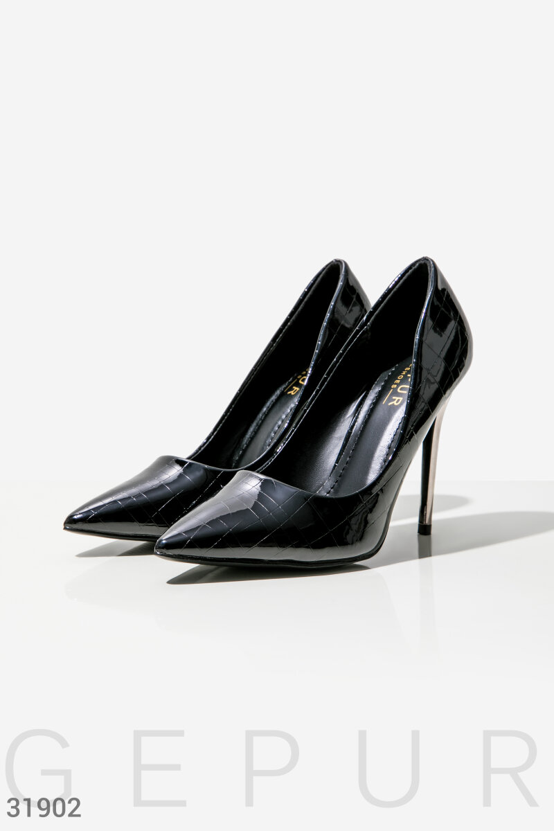 Black patent leather shoes Black 31902