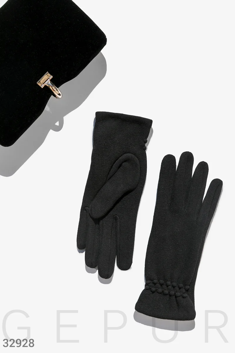 Demi-season black gloves photo 1