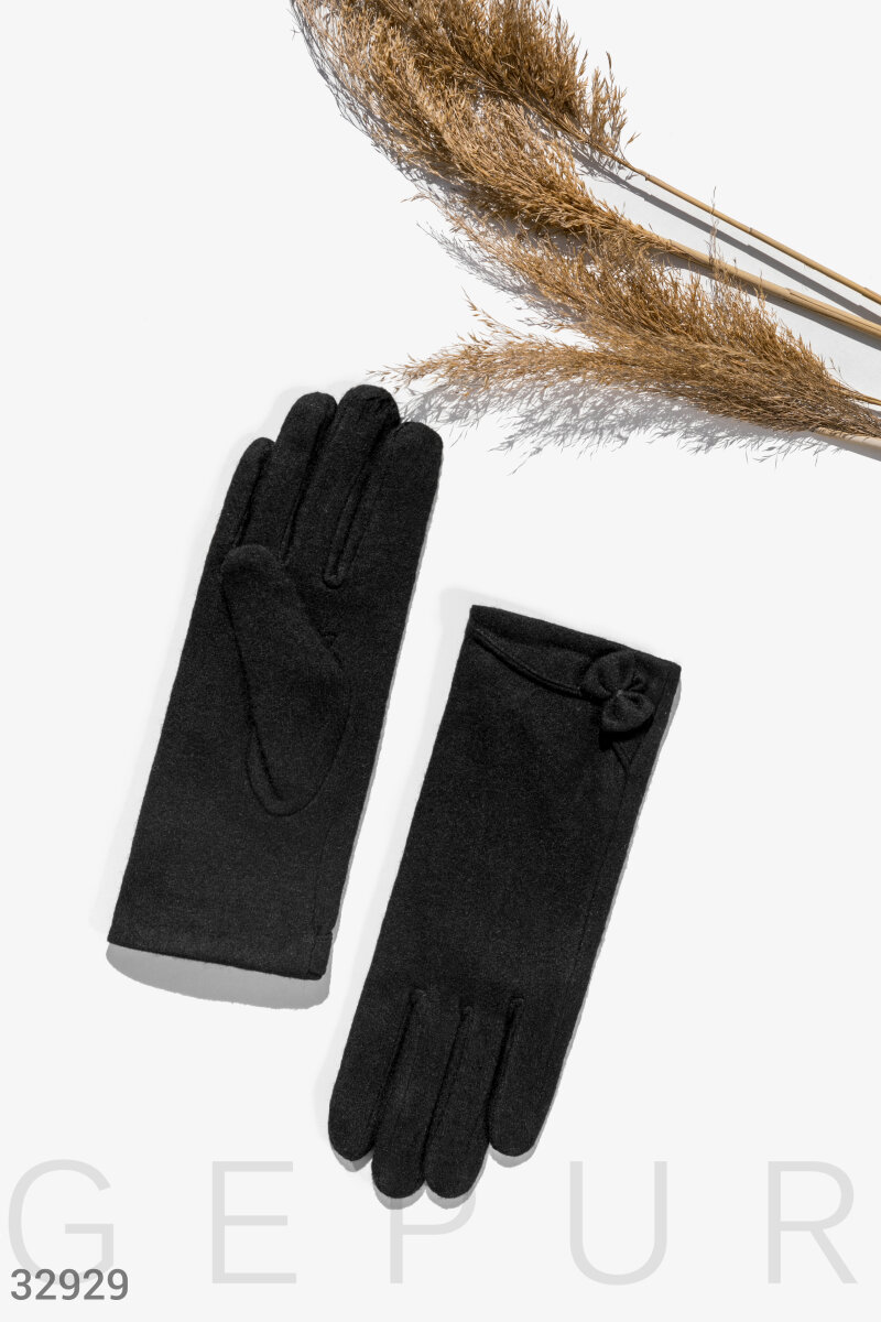 Лаконичные однотонные перчатки Черный 32929