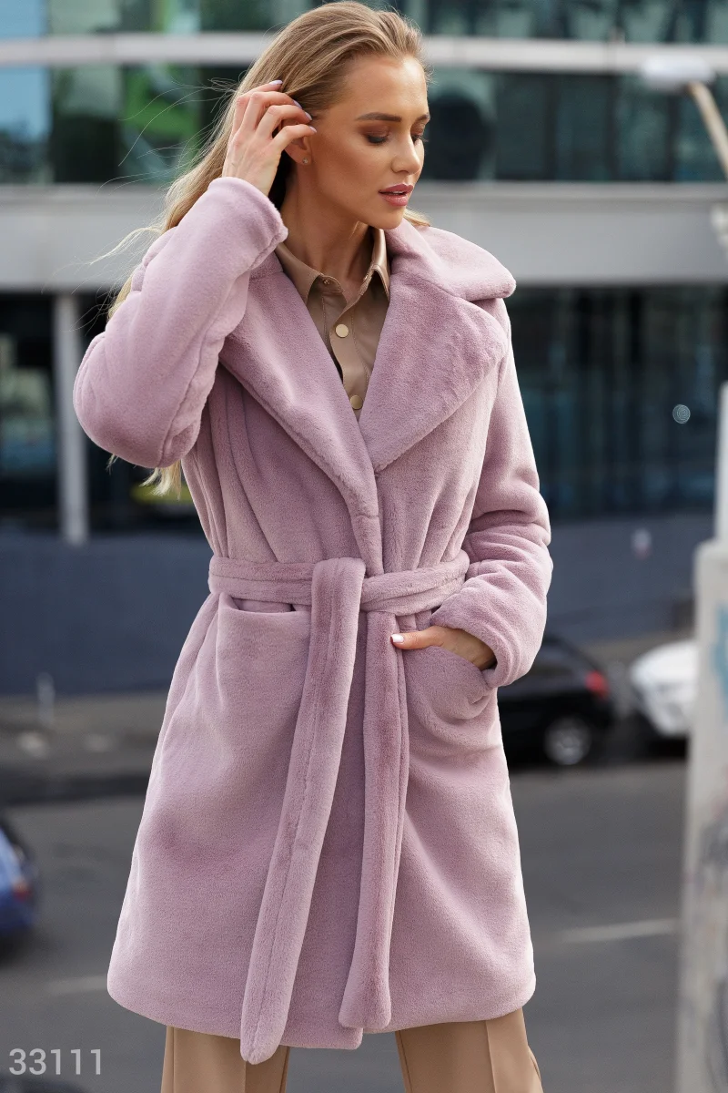 Trendy faux fur coat photo 1