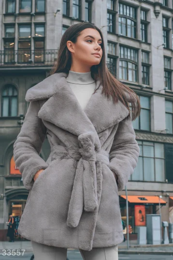 Cropped fur coat made of eco-fur (№ 33557) ♡ Gepur - women Cropped fur coat made of eco-fur (№ 33557) ♡ Gepur - women