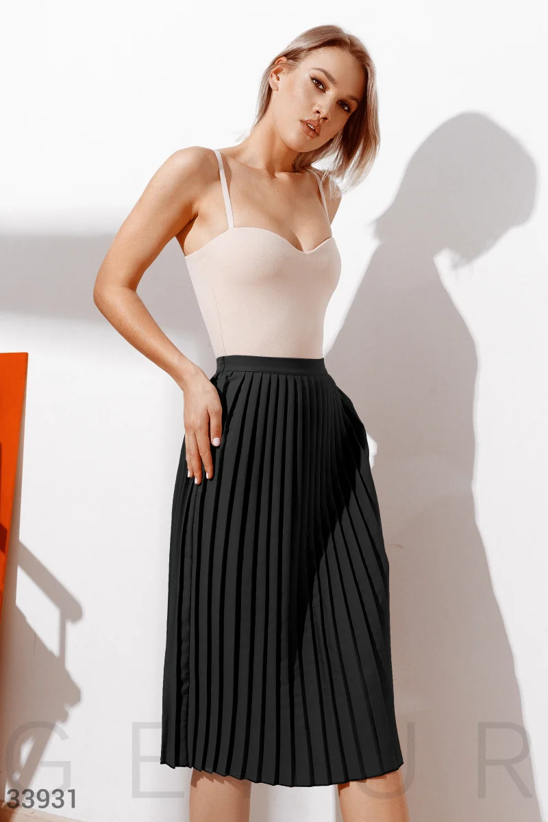 Черная юбка-плиссе (№ 33931) ♡ Gepur - women clothes store