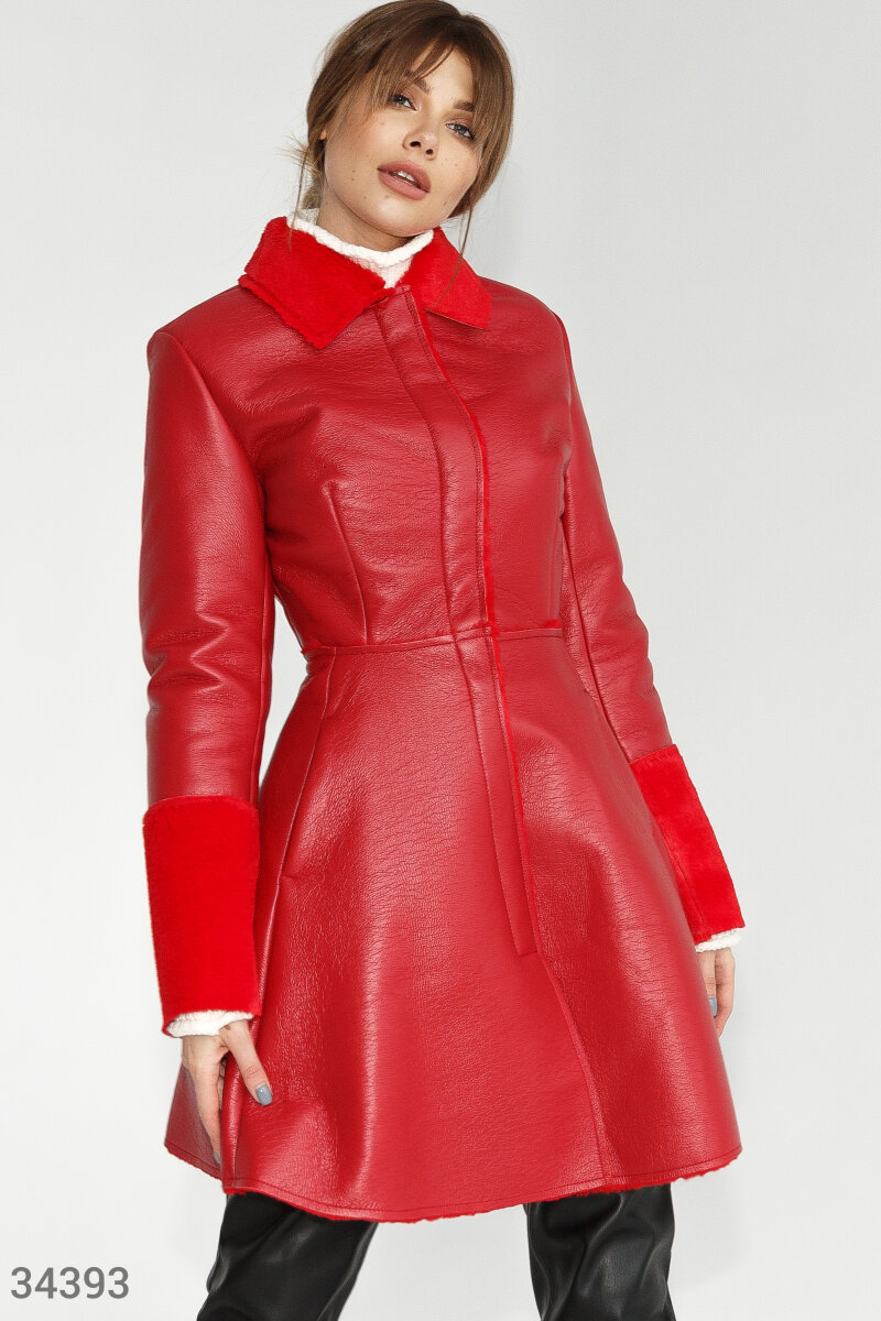 Women's leather sheepskin coat