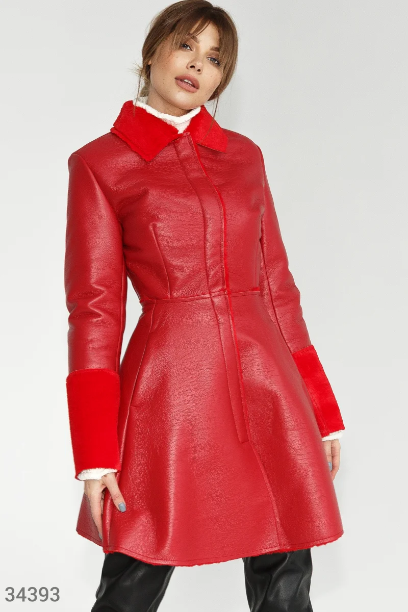 Women's leather sheepskin coat photo 1