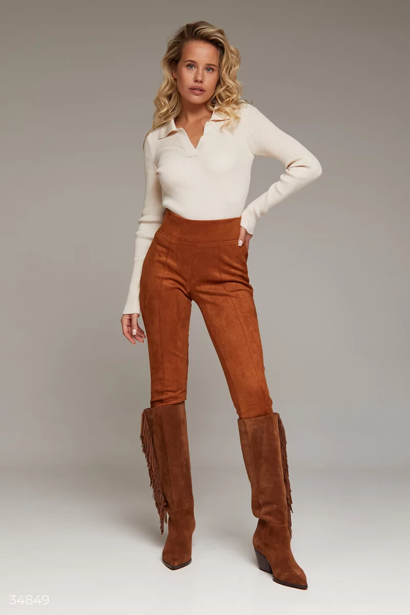 Suede brown trousers photo 1