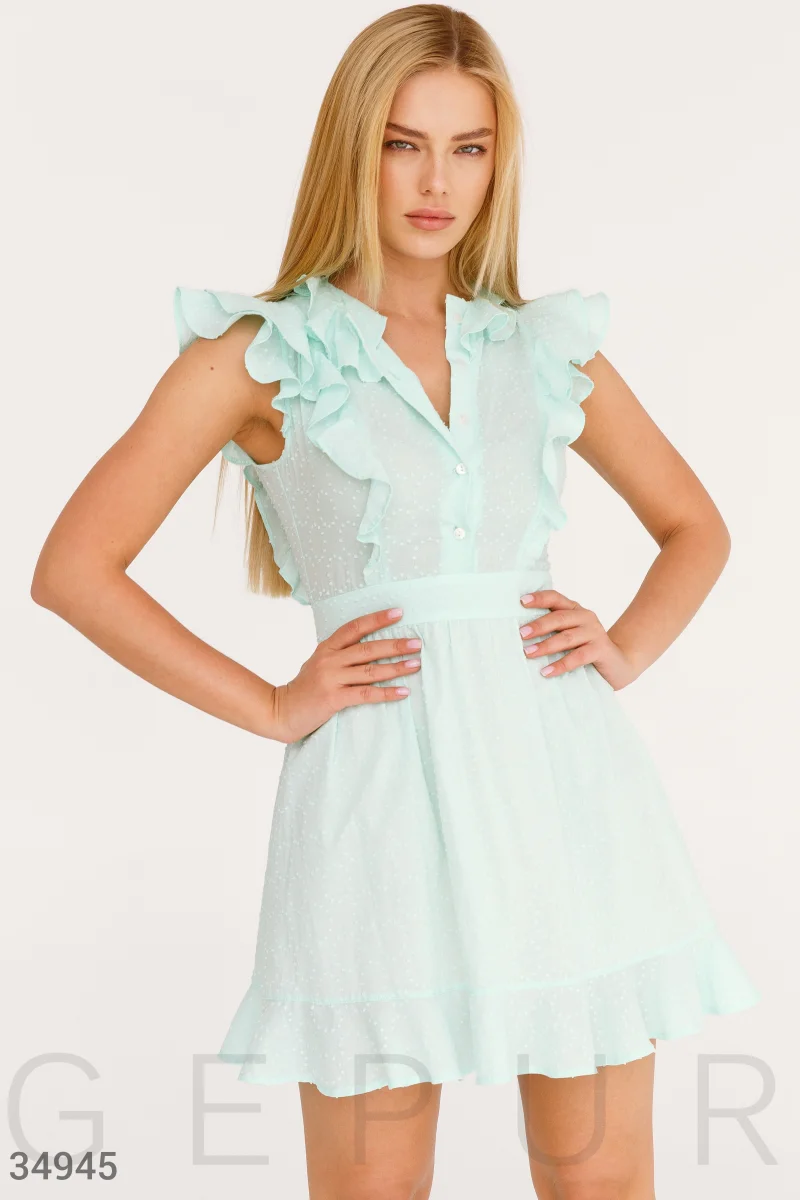 Turquoise cotton dress photo 1