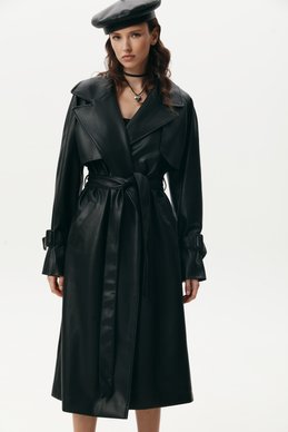 Basic black leather cloak photo 2