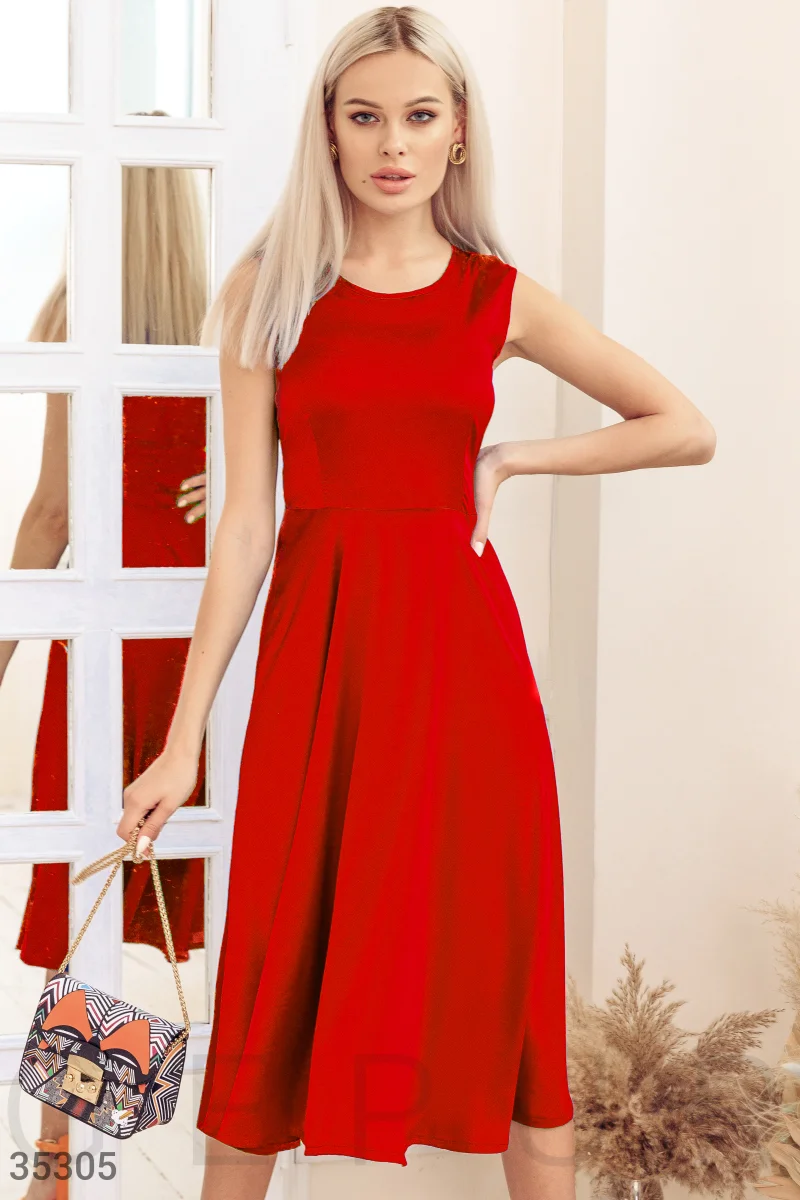 Цветочное платье красного цвета photo 1