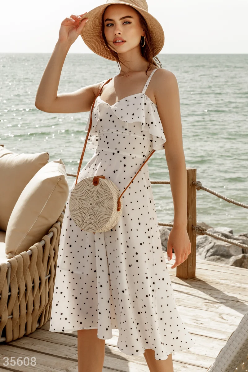 Polka dot chiffon dress (№ 35608) ♡ Gepur - women clothes store