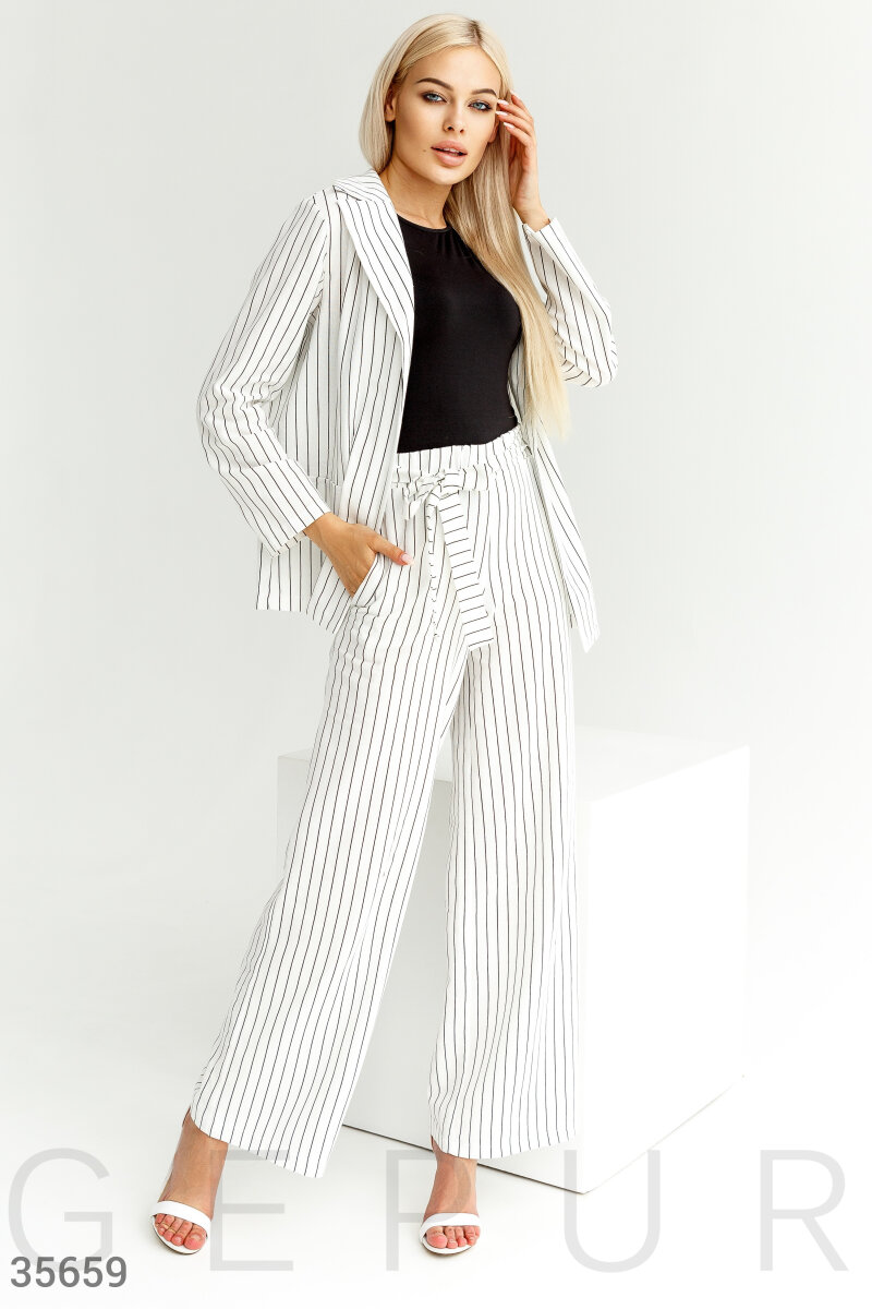 Striped linen business suit
