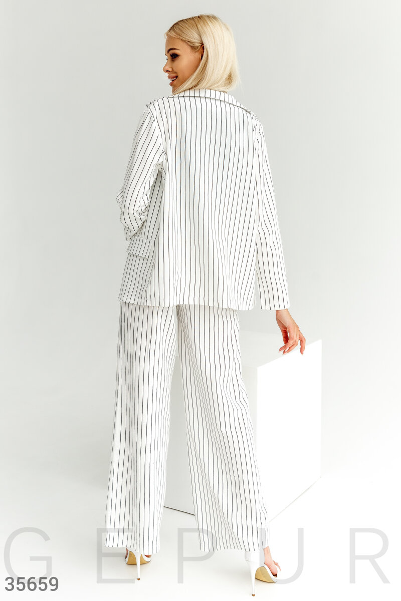 Striped linen business suit