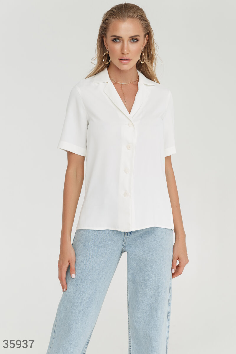 Легкая блуза с отложным воротником Белый 35937