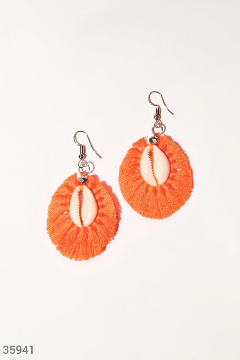 Earrings in marine style with fringe coral