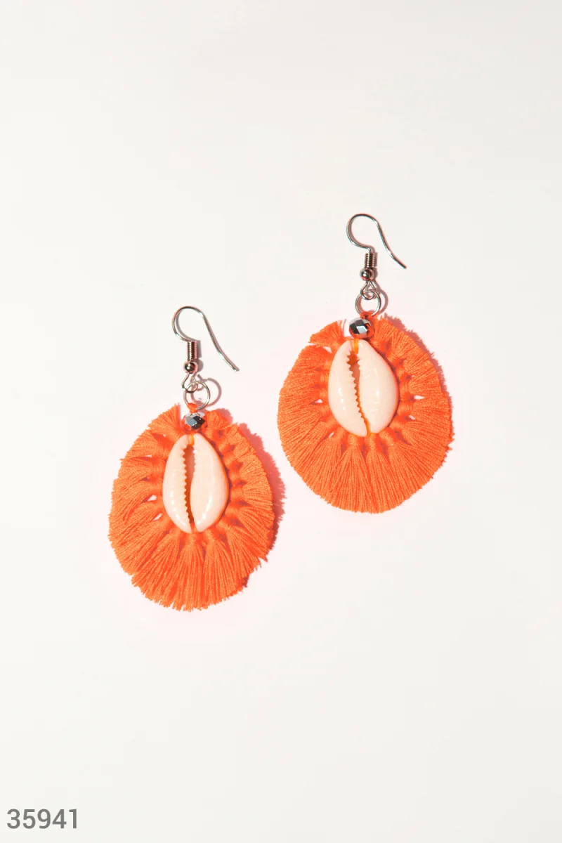 Nautical style earrings with coral fringe photo 1