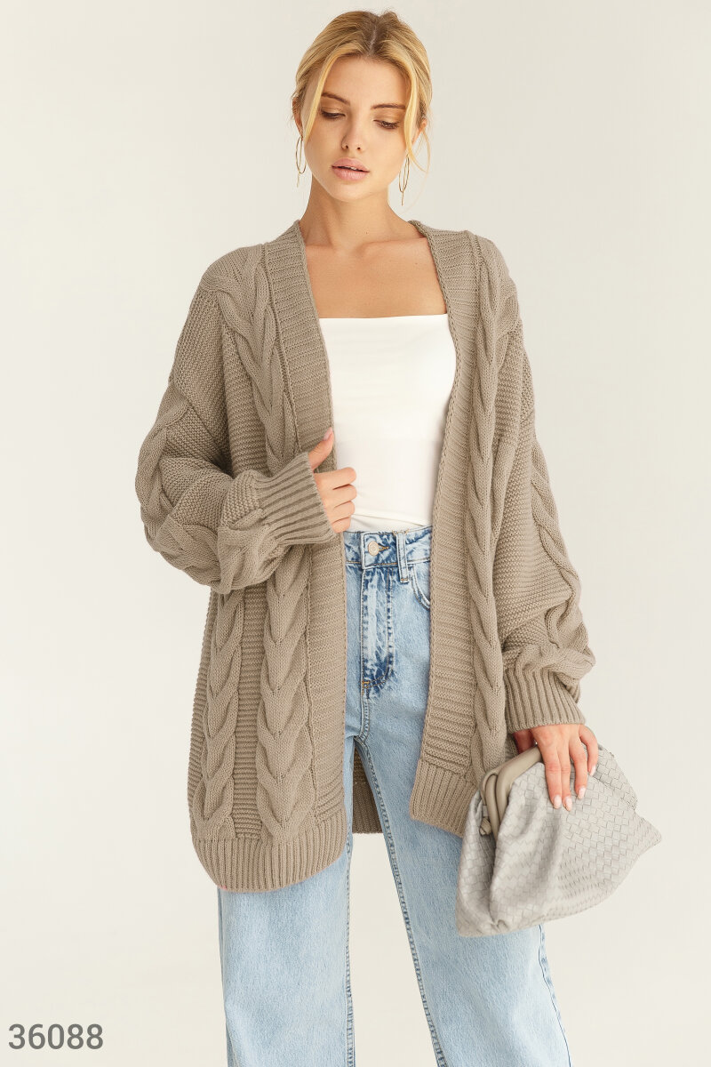 Textured cardigan with coarse knit