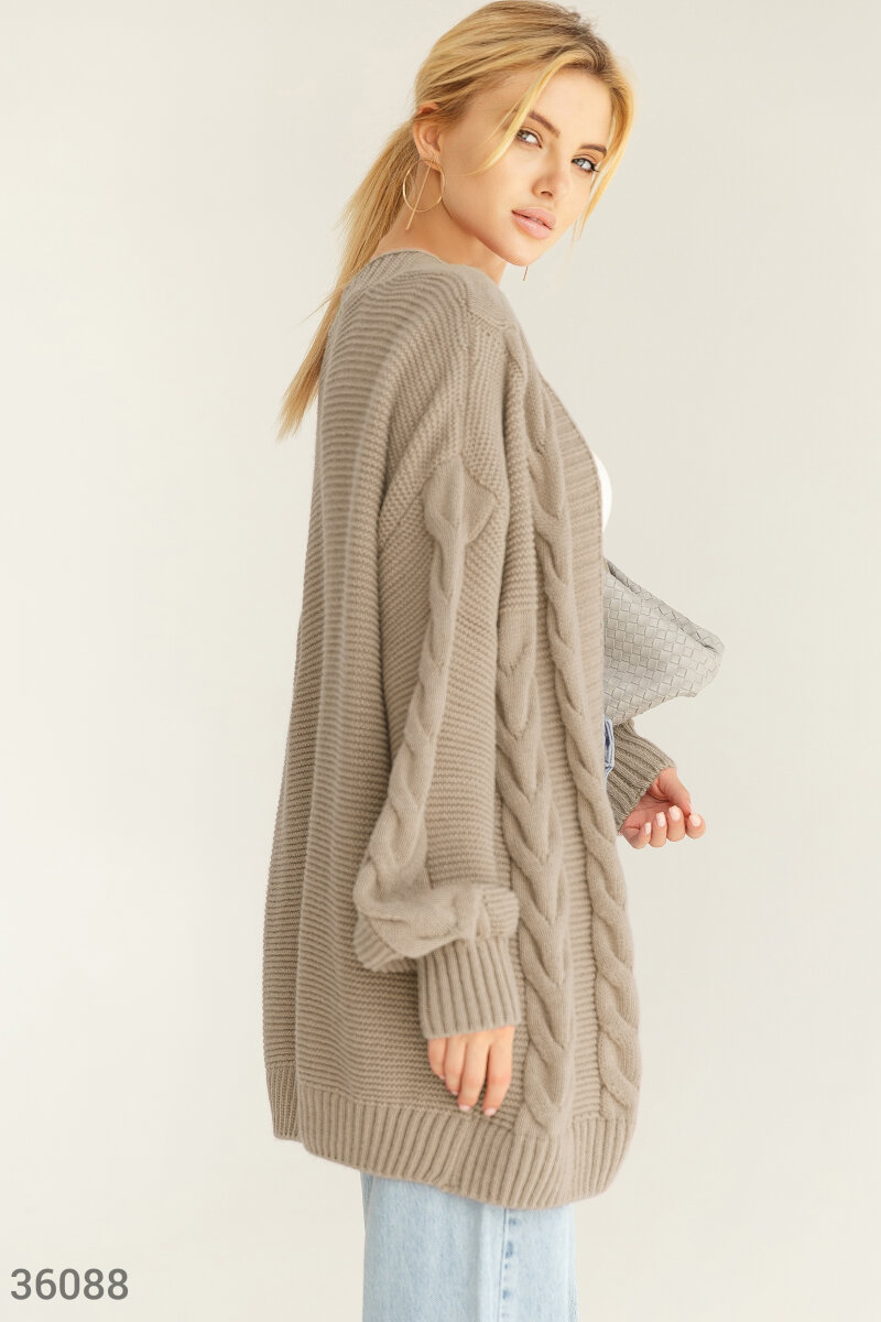 Textured cardigan with coarse knit