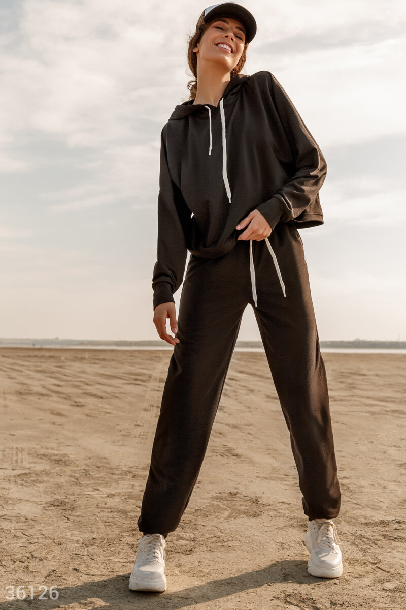 Black tracksuit with oversize hoodie