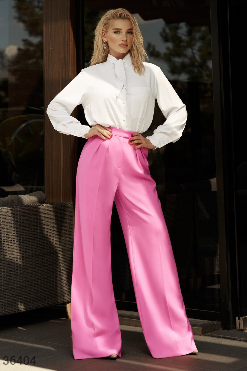 Ультрамодні штани в стилі ретро Рожевий 36404