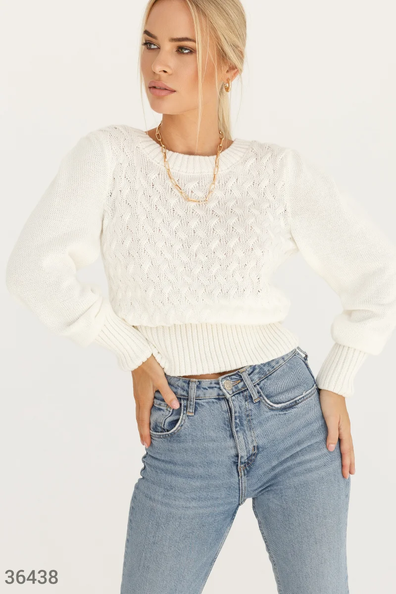 White jumper with openwork weave photo 1