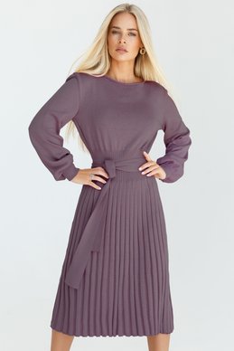 Fitted knitted midi dress in beige photo 5