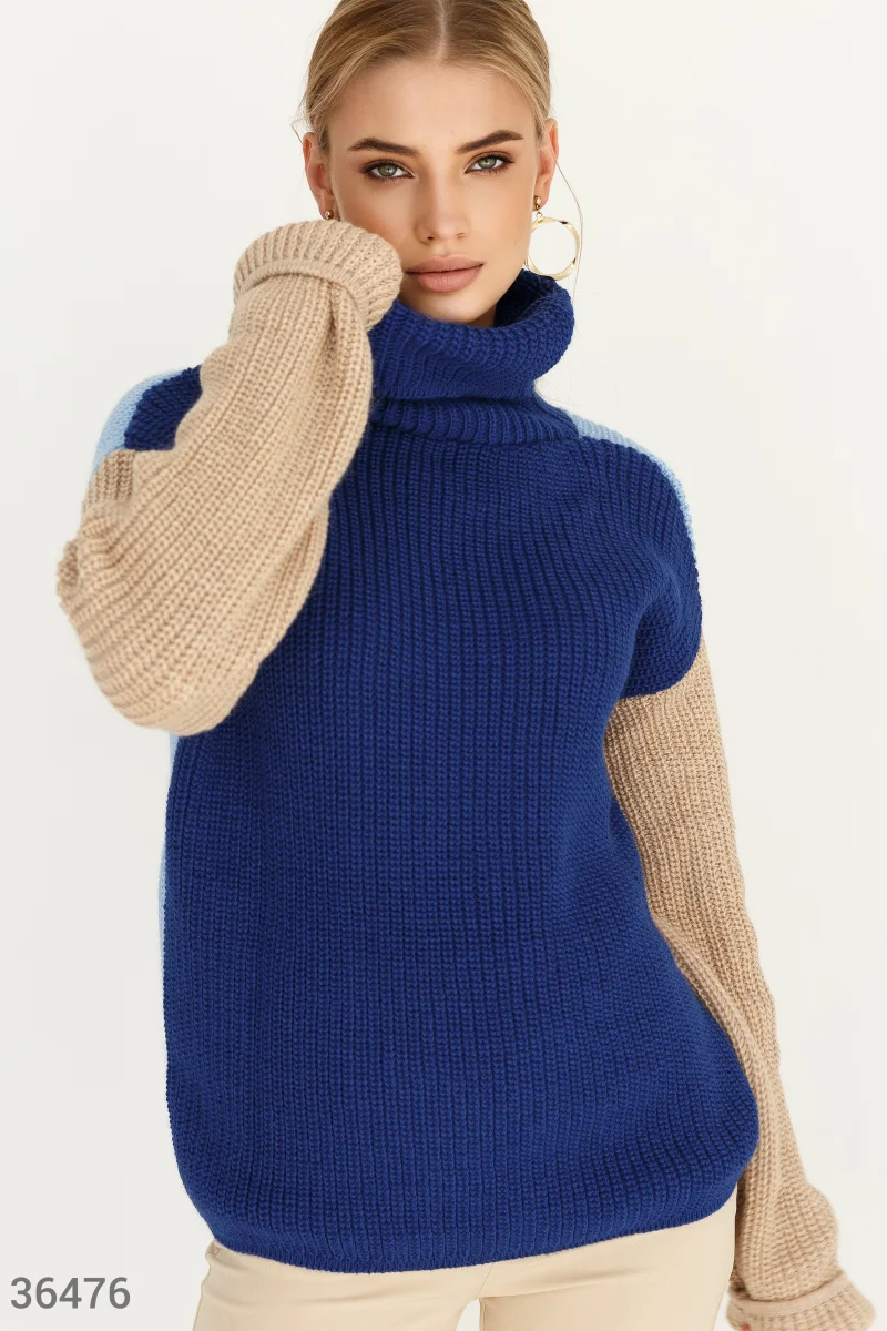 Двухцветный свитер-oversize фотография 1
