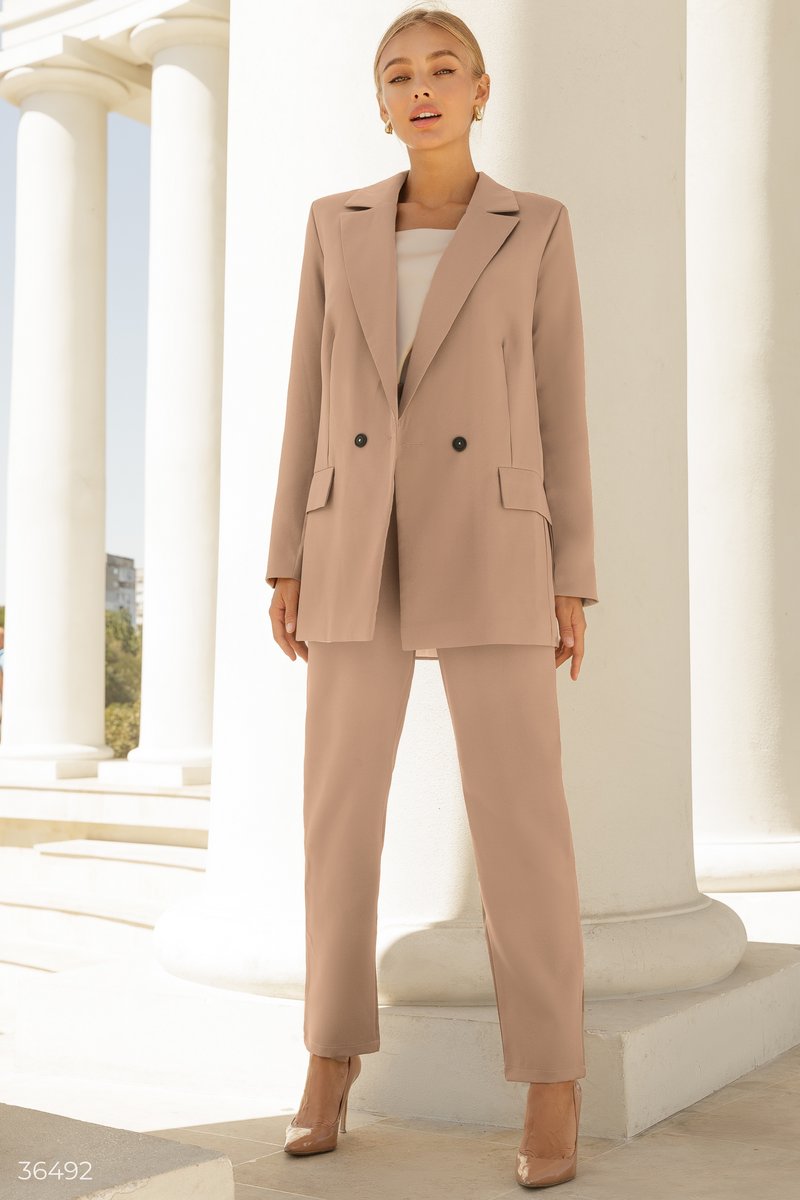 Stylish beige suit with trousers