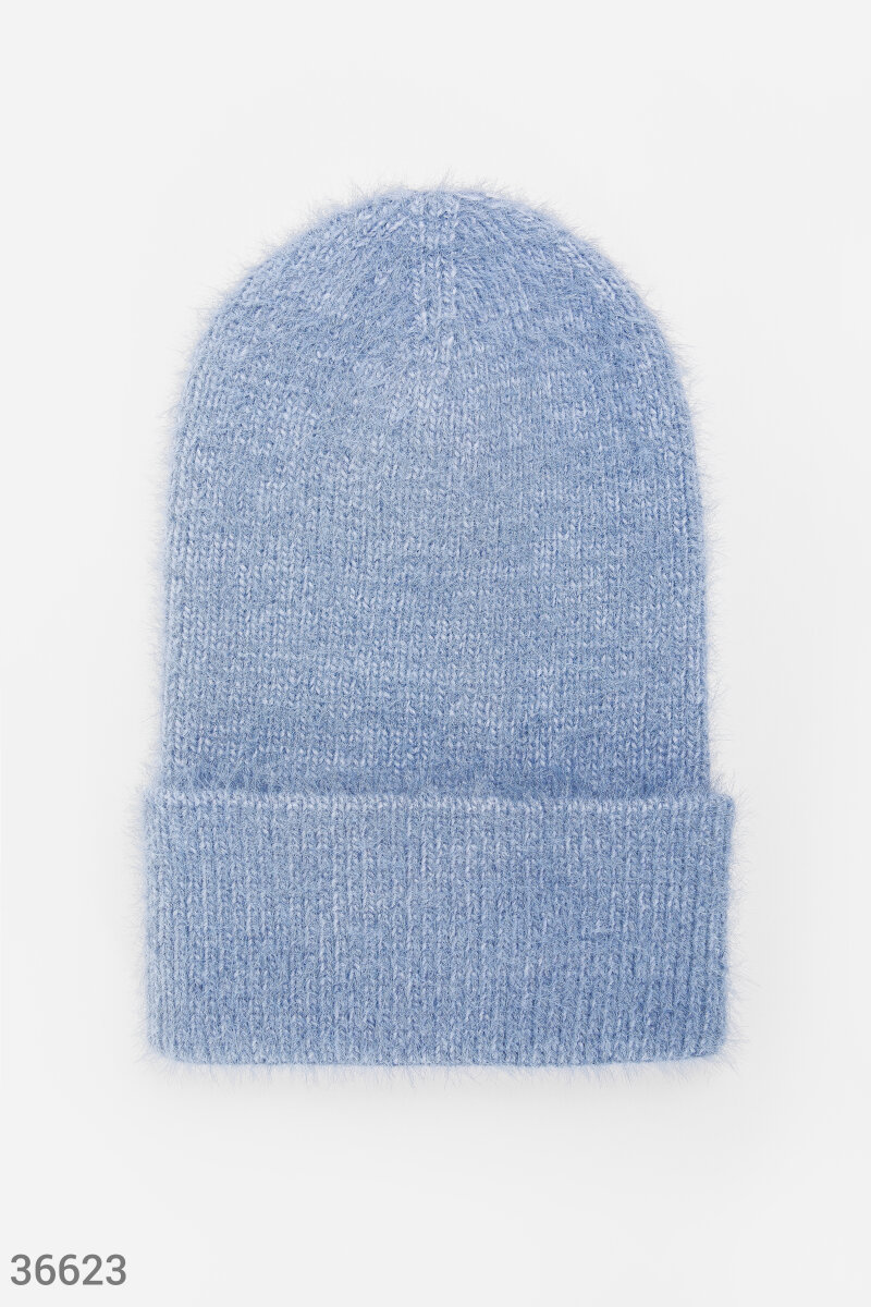 

Ангоровая шапка-бини голубого оттенка